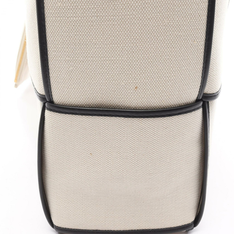 BOTTEGA VENETA Arco Maxi Intrecciato 手提包，帆布皮革，白色/黑色，二手-7