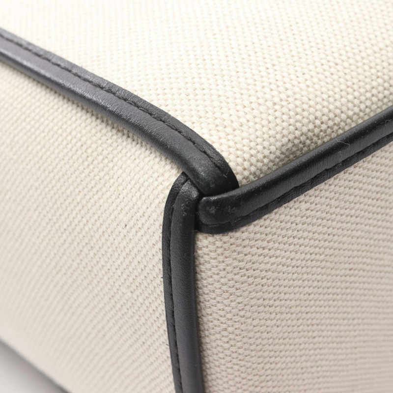 BOTTEGA VENETA Arco Maxi Intrecciato 手提包，帆布皮革，白色/黑色，二手-8