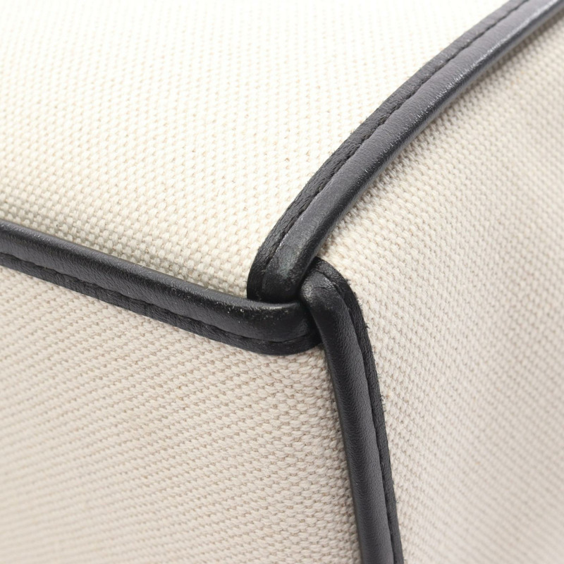 BOTTEGA VENETA Arco Maxi Intrecciato 手提包，帆布皮革，白色/黑色，二手-9