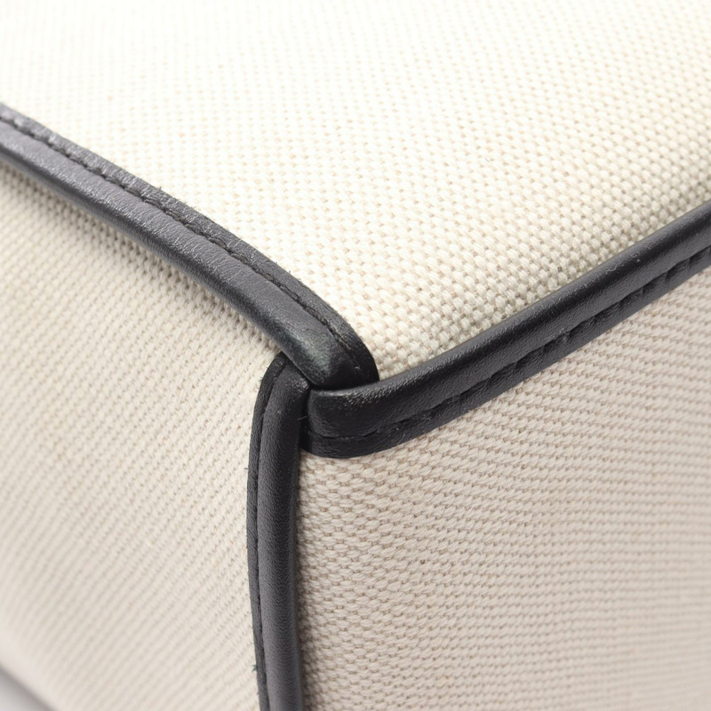 BOTTEGA VENETA Arco Maxi Intrecciato 手提包，帆布皮革，白色/黑色，二手-10