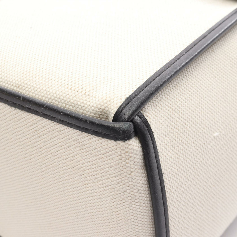 BOTTEGA VENETA Arco Maxi Intrecciato 手提包，帆布皮革，白色/黑色，二手-11