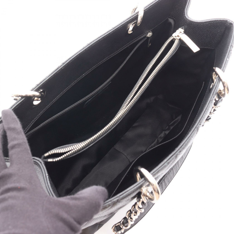 香奈兒 (CHANEL) Matelasse Grand Shopping GST 肩背手提包，黑色皮革，二手 SHW CC-2