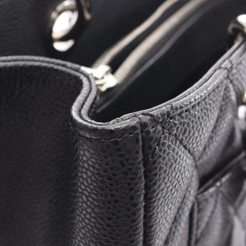 香奈兒 (CHANEL) Matelasse Grand Shopping GST 肩背手提包，黑色皮革，二手 SHW CC-6