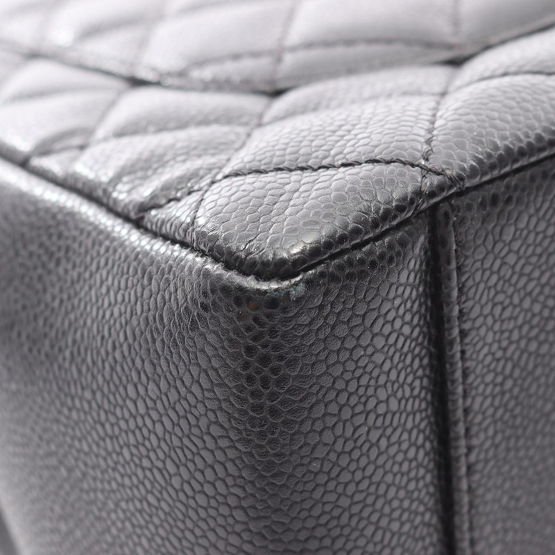 香奈兒 (CHANEL) Matelasse Grand Shopping GST 肩背手提包，黑色皮革，二手 SHW CC-8