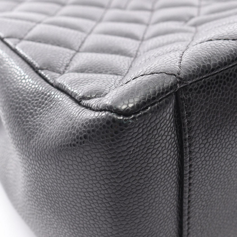 香奈兒 (CHANEL) Matelasse Grand Shopping GST 肩背手提包，黑色皮革，二手 SHW CC-9