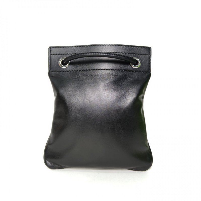 HERMES Aline馬夫包Mini1989黑色Swift皮/羊皮U刻銀扣肩背包-2