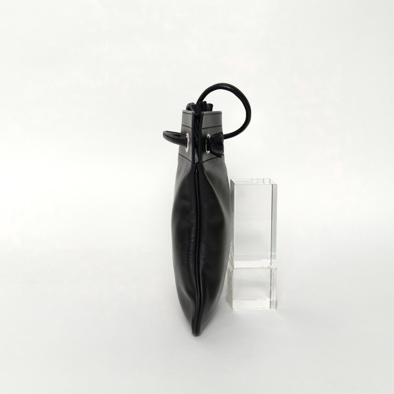 HERMES Aline馬夫包Mini1989黑色Swift皮/羊皮U刻銀扣肩背包-3