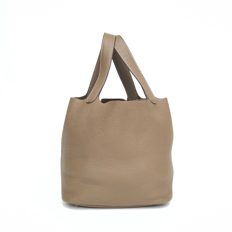 HERMES Picotin22菜籃子18大象灰TC皮D刻銀扣肩背包-1