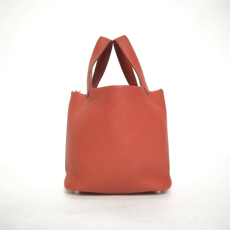 HERMES Picotin18菜籃子36磚紅色TC皮Y刻金扣肩背包-3