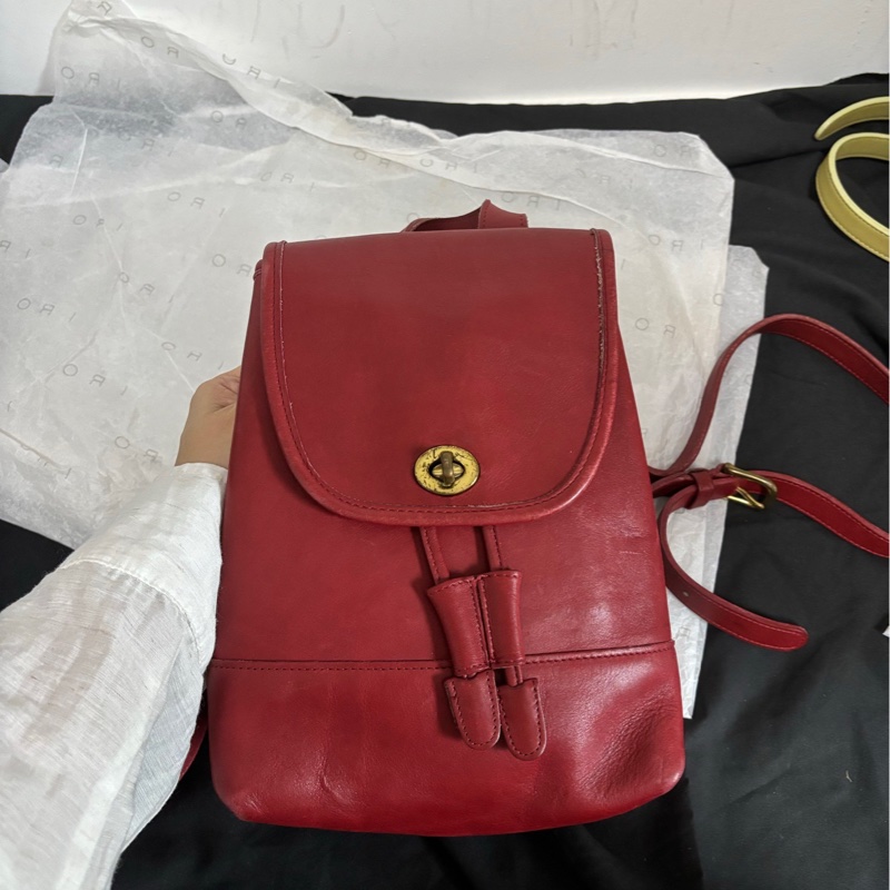old coach 紅色mini雙肩包-0