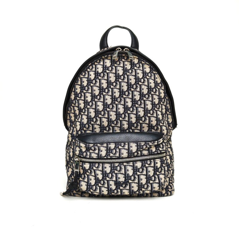 DIOR Rider兒童雙肩包墨藍色帆布銀扣2021肩背包-0