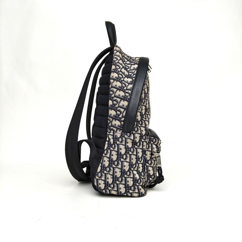 DIOR Rider兒童雙肩包墨藍色帆布銀扣2021肩背包-3