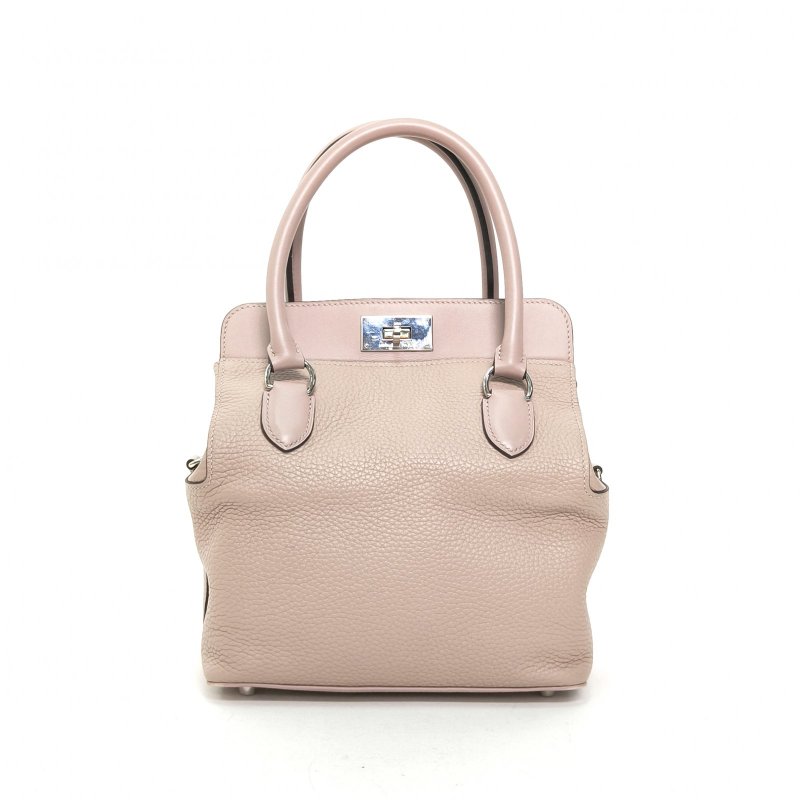 HERMES Toolbox牛奶盒子204W紫藤色TC皮T刻銀扣肩背包-0