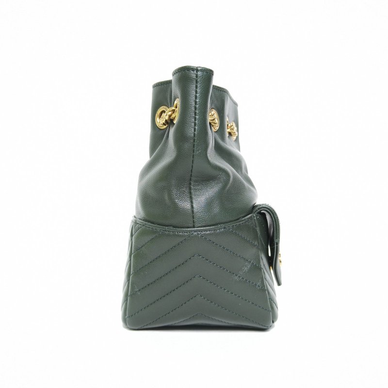 SAINT LAURENT 綠色羊皮金扣JOE水桶mini單肩包斜挎包肩背包-1