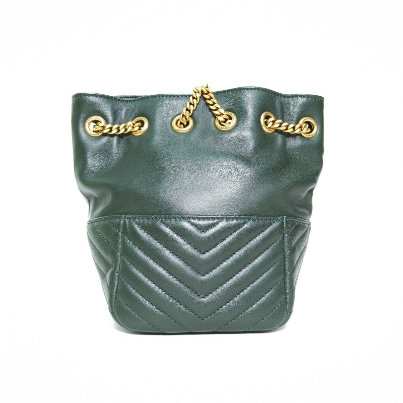 SAINT LAURENT 綠色羊皮金扣JOE水桶mini單肩包斜挎包肩背包-2