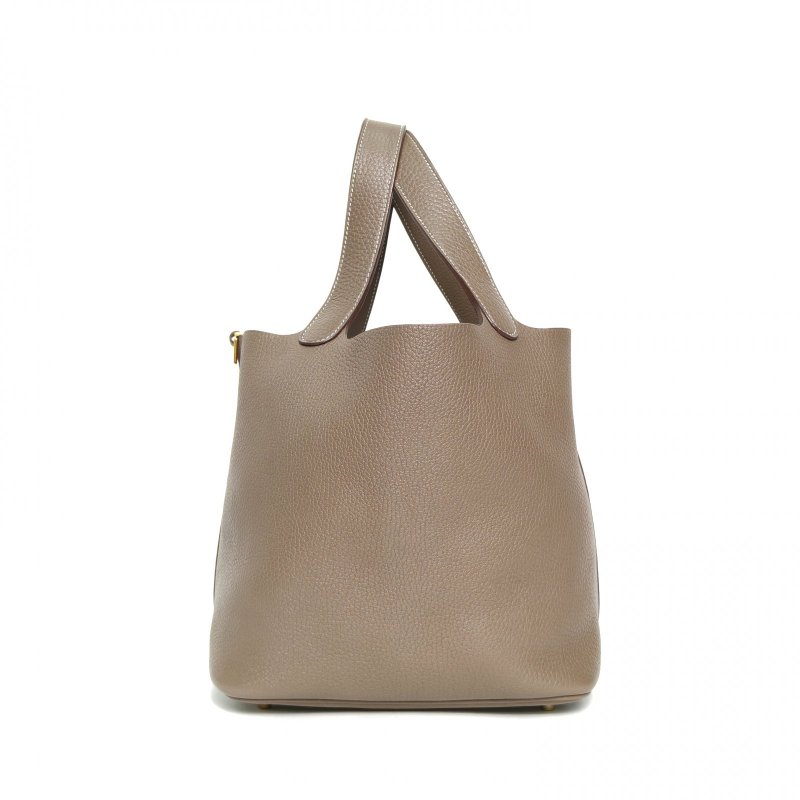 HERMES Picotin菜籃子2218大象灰TC皮A刻金扣肩背包-1