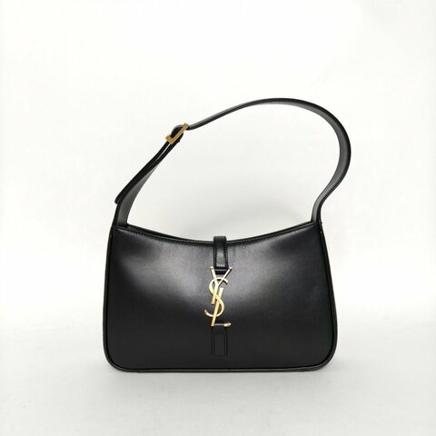 SAINT LAURENT LE5À7腋下包小號23黑色牛皮金扣肩背包