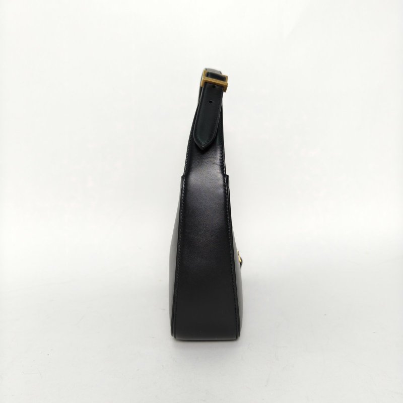 SAINT LAURENT LE5À7腋下包小號23黑色牛皮金扣肩背包-1