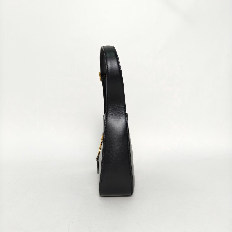 SAINT LAURENT LE5À7腋下包小號23黑色牛皮金扣肩背包-3