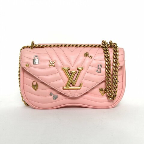 LOUIS VUITTON NewWave蜜臀包中號25粉色牛皮金扣2019肩背包