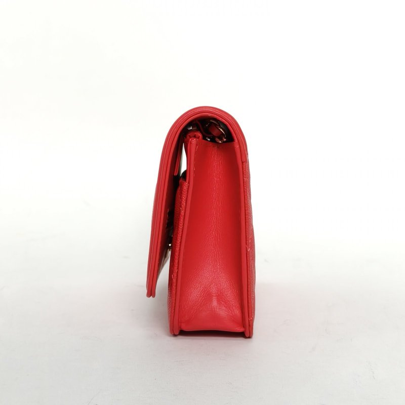 CHANEL VanityCaseWOC19紅色荔枝牛皮29開金扣雙C大LOGO菱格紋肩背包-1