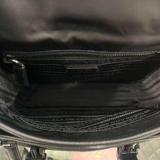 東區正精品㊣PRADA 2VD034 全新黑色尼龍銀三角牌雙釦包郵差包斜背包三合一包 RA1830-3