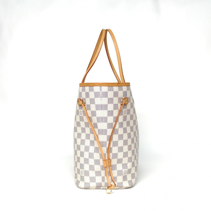 LOUIS VUITTON Neverfull中號31無子袋白棋格PVC金扣2011肩背包-1