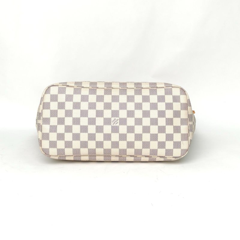 LOUIS VUITTON Neverfull中號31無子袋白棋格PVC金扣2011肩背包-4