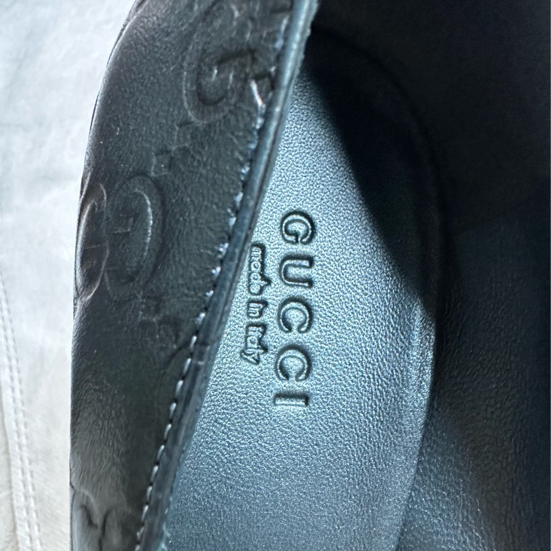 GUCCI 藍綠色皮革魚口高跟鞋-9