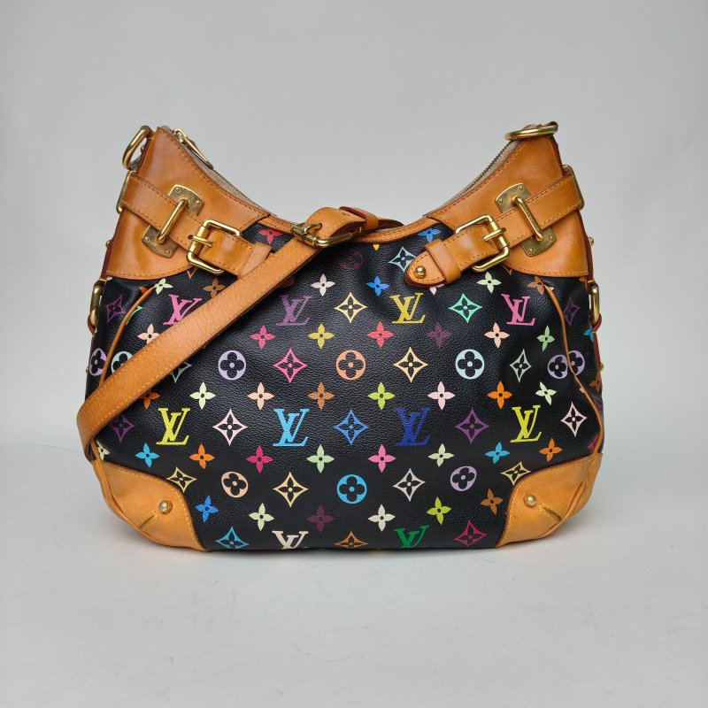 LOUIS VUITTON 中古南瓜單肩包黑三彩PVC金扣2009肩背包-0