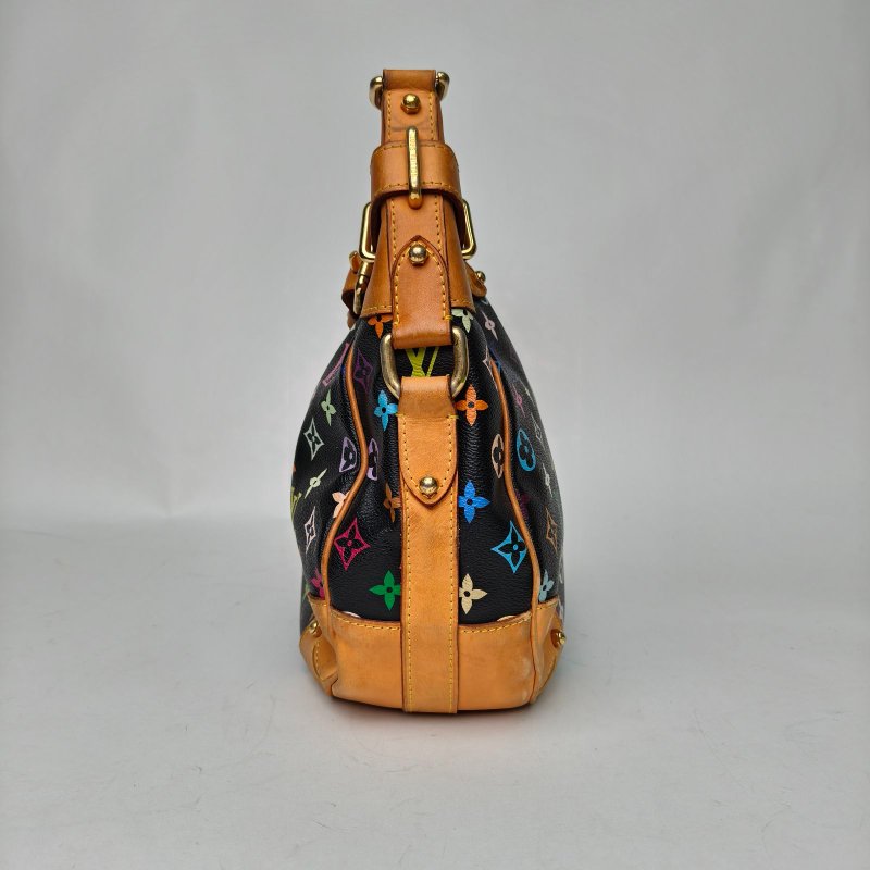 LOUIS VUITTON 中古南瓜單肩包黑三彩PVC金扣2009肩背包-1