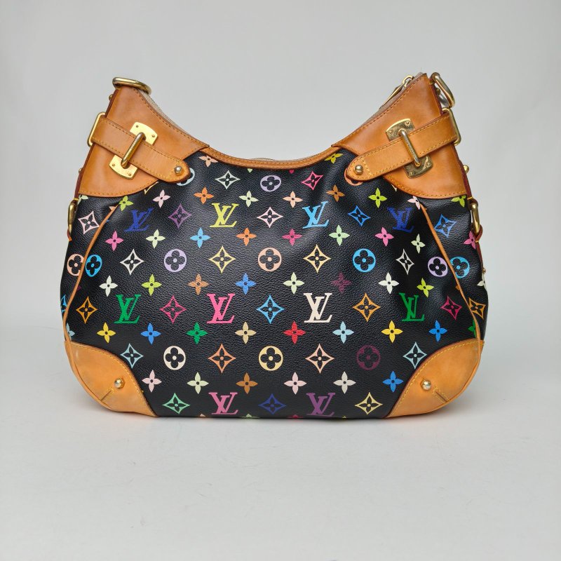 LOUIS VUITTON 中古南瓜單肩包黑三彩PVC金扣2009肩背包-2
