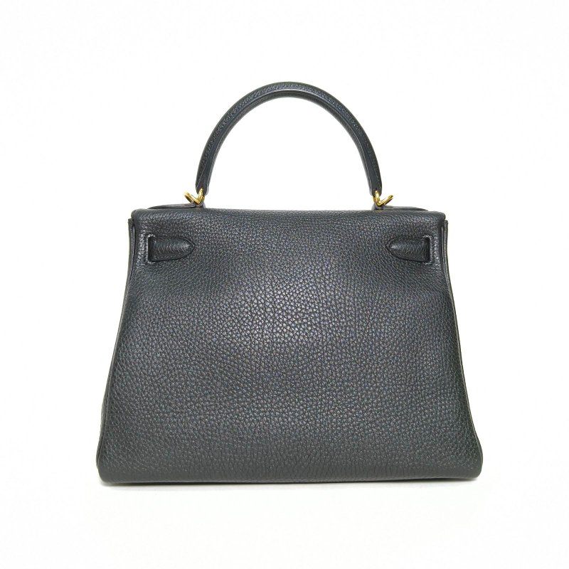 HERMES Kelly2889黑色Togo皮框Q金扣肩背包-2