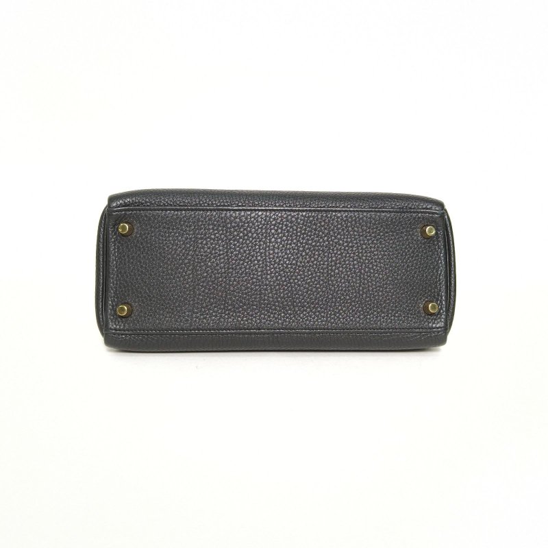 HERMES Kelly2889黑色Togo皮框Q金扣肩背包-4