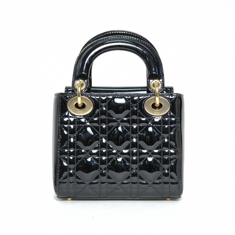 DIOR Lady戴妃包三格黑色漆皮金扣2019肩背包-2