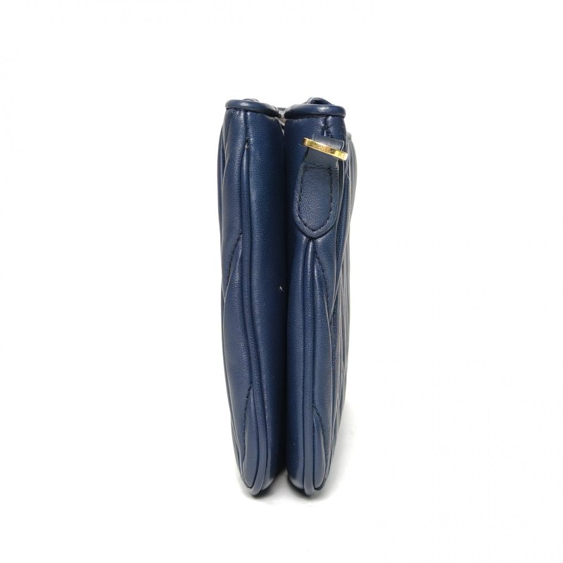 MIU MIU 藍色羊皮褶皺雙層風琴斜挎包肩背包-1