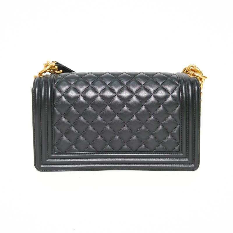 CHANEL Leboy中號25黑色羊皮21開金扣肩背包-2