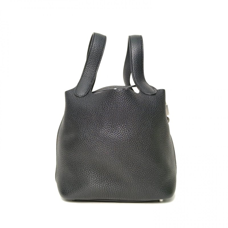 HERMES Picotin18菜籃子89黑色TC皮D刻銀扣肩背包-1