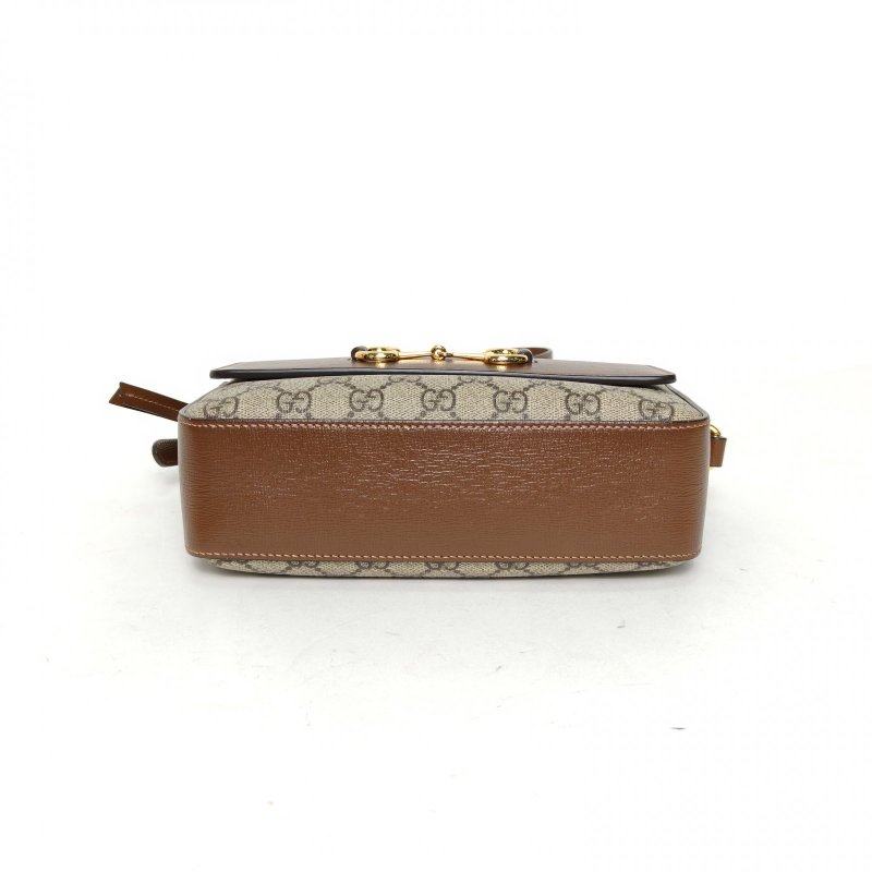 GUCCI 馬銜扣1955相機包小號老花PVC金扣肩背包-4