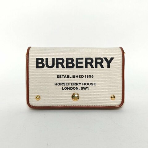 Burberry 棕色牛皮帆布HorseferryHouseLondon印花郵差包18/肩背包