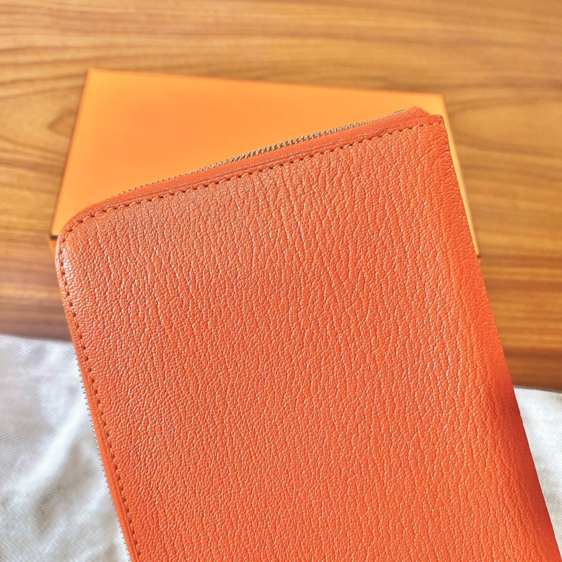 【近新閒置品】HERMES愛馬仕橘 橙色長款拉鍊錢包epson皮 T刻內襯全皮長夾財布-7