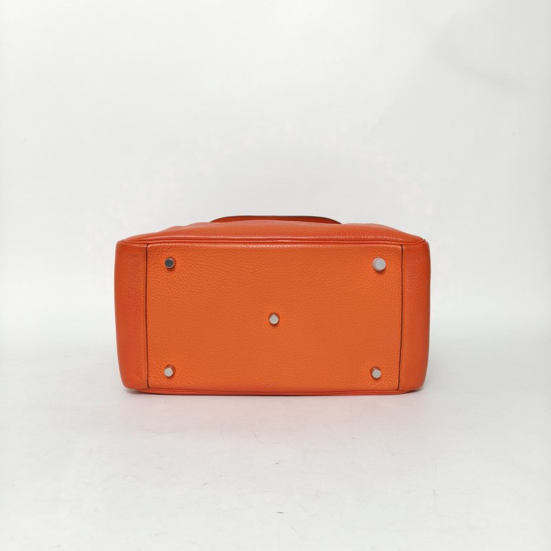 HERMES Lindy3493愛馬仕橙TC皮T刻銀扣肩背包-4