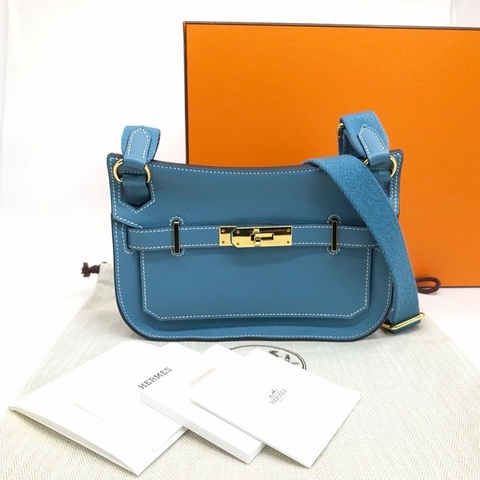 Hermes 愛馬仕 吉普賽 Jpysiere Mini 牛仔藍 Evercolor 金扣