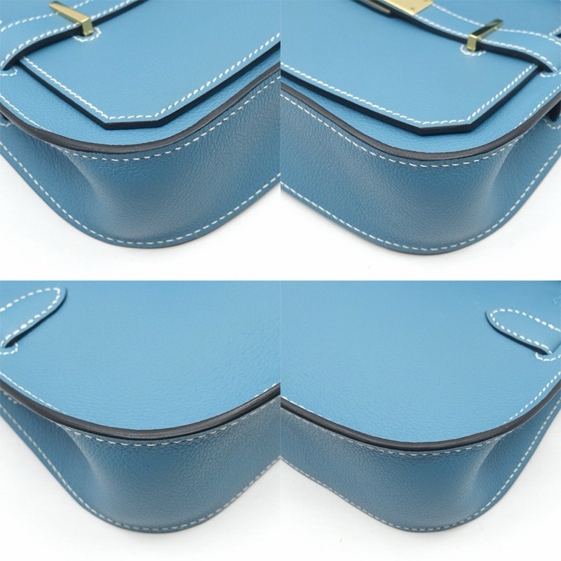 Hermes 愛馬仕 吉普賽 Jpysiere Mini 牛仔藍 Evercolor 金扣-4