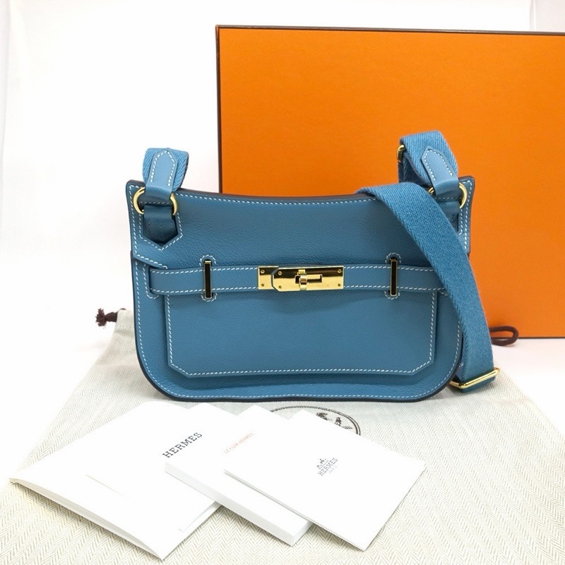 Hermes 愛馬仕 吉普賽 Jpysiere Mini 牛仔藍 Evercolor 金扣-5