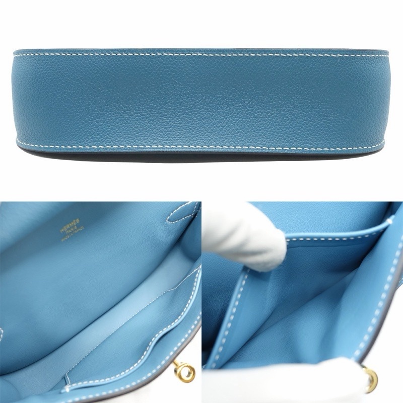 Hermes 愛馬仕 吉普賽 Jpysiere Mini 牛仔藍 Evercolor 金扣-9