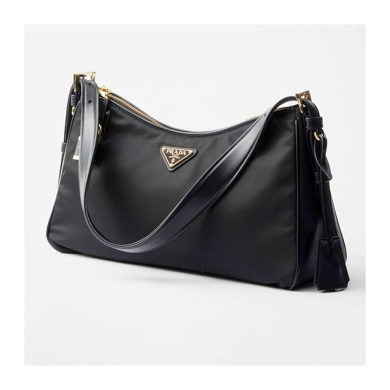 PRADA Emme 大號尼龍與皮革肩背包 1BC232 V ODO 2C8Q F0002-1