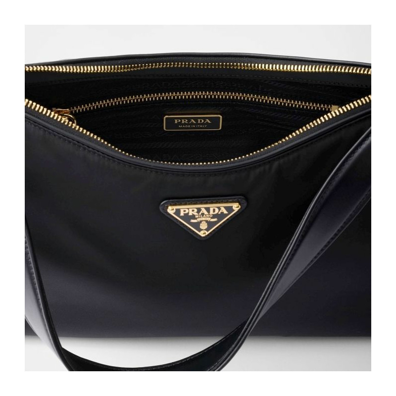 PRADA Emme 大號尼龍與皮革肩背包 1BC232 V ODO 2C8Q F0002-2