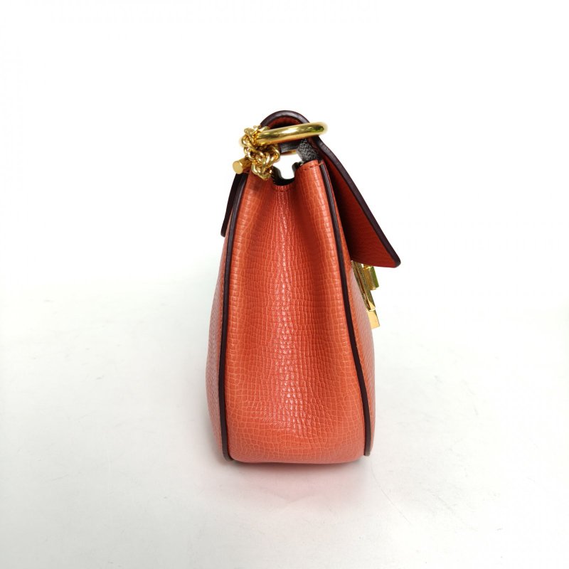 CHLOE Drew小豬包小號橘色牛皮肩背包-1