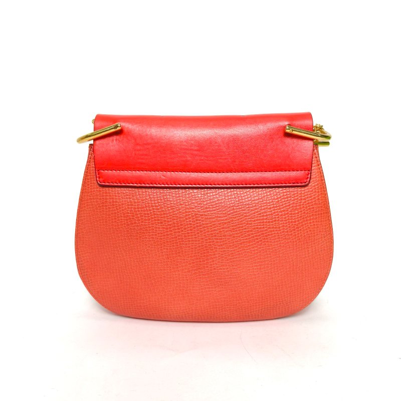 CHLOE Drew小豬包小號橘色牛皮肩背包-2